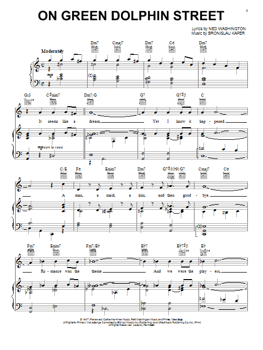 Learn to play Sarah Vaughan On Green Dolphin Street sheet music for Piano, Vocal & Guitar (Right-Hand Melody) in minutes. Sarah Vaughan On Green Dolphin Street sheet music notes and chords. Download Printable PDF.