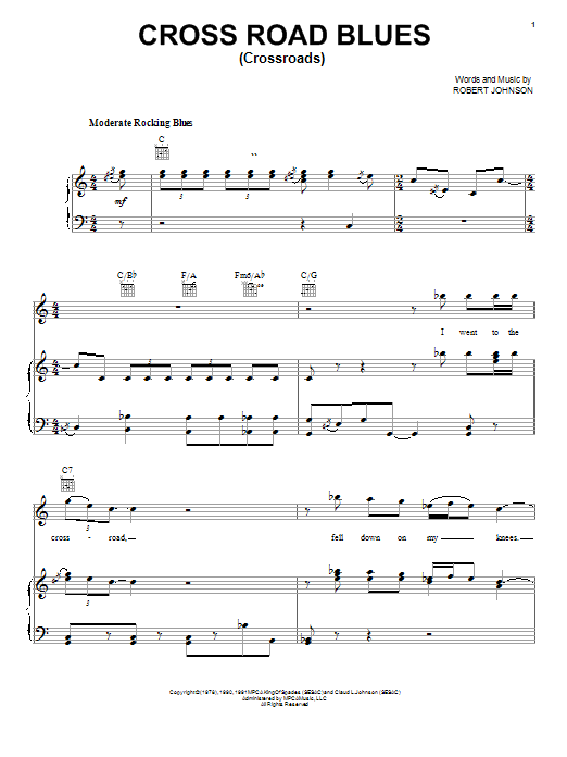 Learn to play Robert Johnson Cross Road Blues (Crossroads) sheet music for Piano, Vocal & Guitar (Right-Hand Melody) in minutes. Robert Johnson Cross Road Blues (Crossroads) sheet music notes and chords. Download Printable PDF.