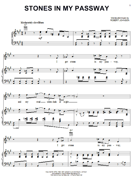 Learn to play Robert Johnson Stones In My Passway sheet music for Piano, Vocal & Guitar (Right-Hand Melody) in minutes. Robert Johnson Stones In My Passway sheet music notes and chords. Download Printable PDF.