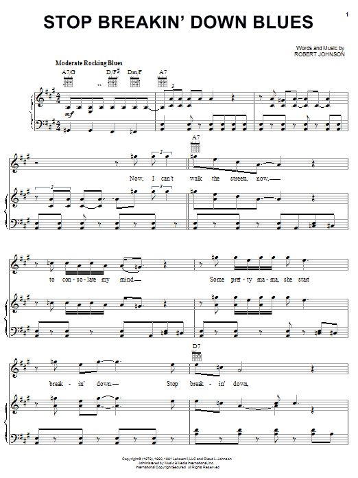 Learn to play Robert Johnson Stop Breakin' Down Blues sheet music for Piano, Vocal & Guitar (Right-Hand Melody) in minutes. Robert Johnson Stop Breakin' Down Blues sheet music notes and chords. Download Printable PDF.