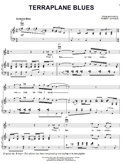 Learn to play Robert Johnson Terraplane Blues sheet music for Piano, Vocal & Guitar (Right-Hand Melody) in minutes. Robert Johnson Terraplane Blues sheet music notes and chords. Download Printable PDF.