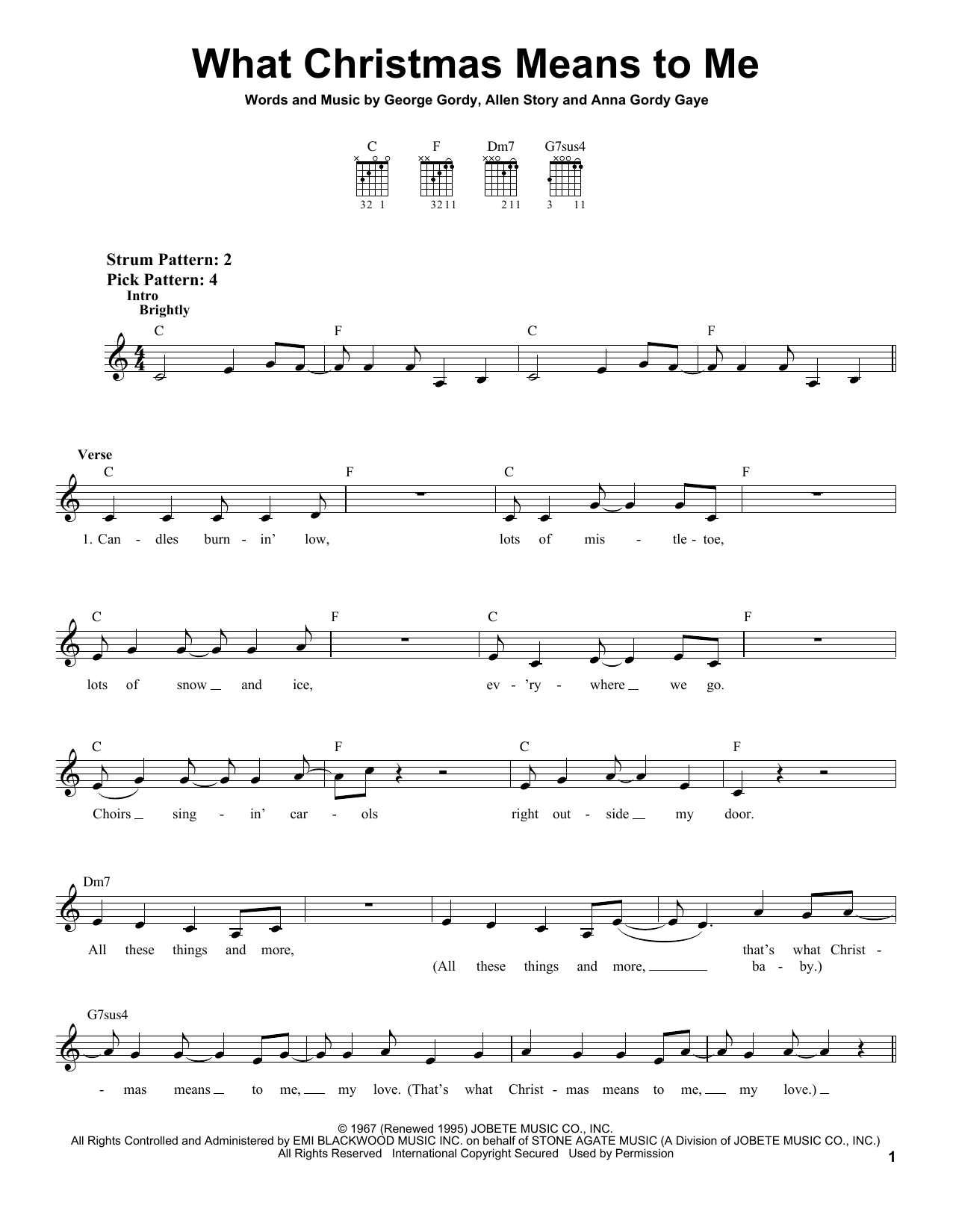 Learn to play Stevie Wonder What Christmas Means To Me sheet music for Easy Guitar in minutes. Stevie Wonder What Christmas Means To Me sheet music notes and chords. Download Printable PDF.