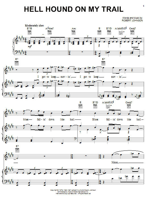 Learn to play Robert Johnson Hell Hound On My Trail sheet music for Piano, Vocal & Guitar (Right-Hand Melody) in minutes. Robert Johnson Hell Hound On My Trail sheet music notes and chords. Download Printable PDF.