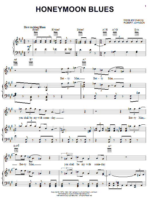 Learn to play Robert Johnson Honeymoon Blues sheet music for Piano, Vocal & Guitar (Right-Hand Melody) in minutes. Robert Johnson Honeymoon Blues sheet music notes and chords. Download Printable PDF.
