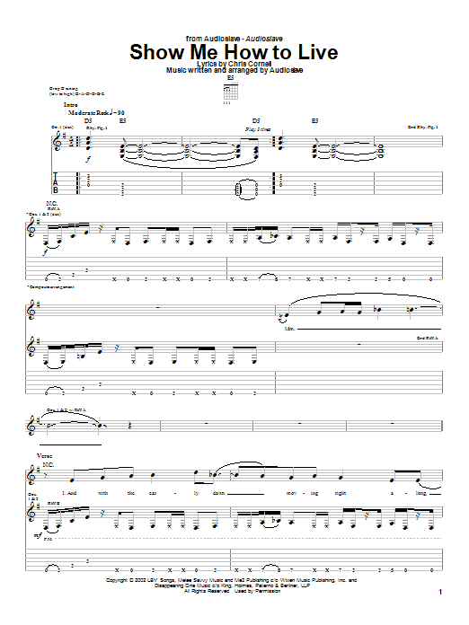 Learn to play Audioslave Show Me How To Live sheet music for Guitar Tab in minutes. Audioslave Show Me How To Live sheet music notes and chords. Download Printable PDF.
