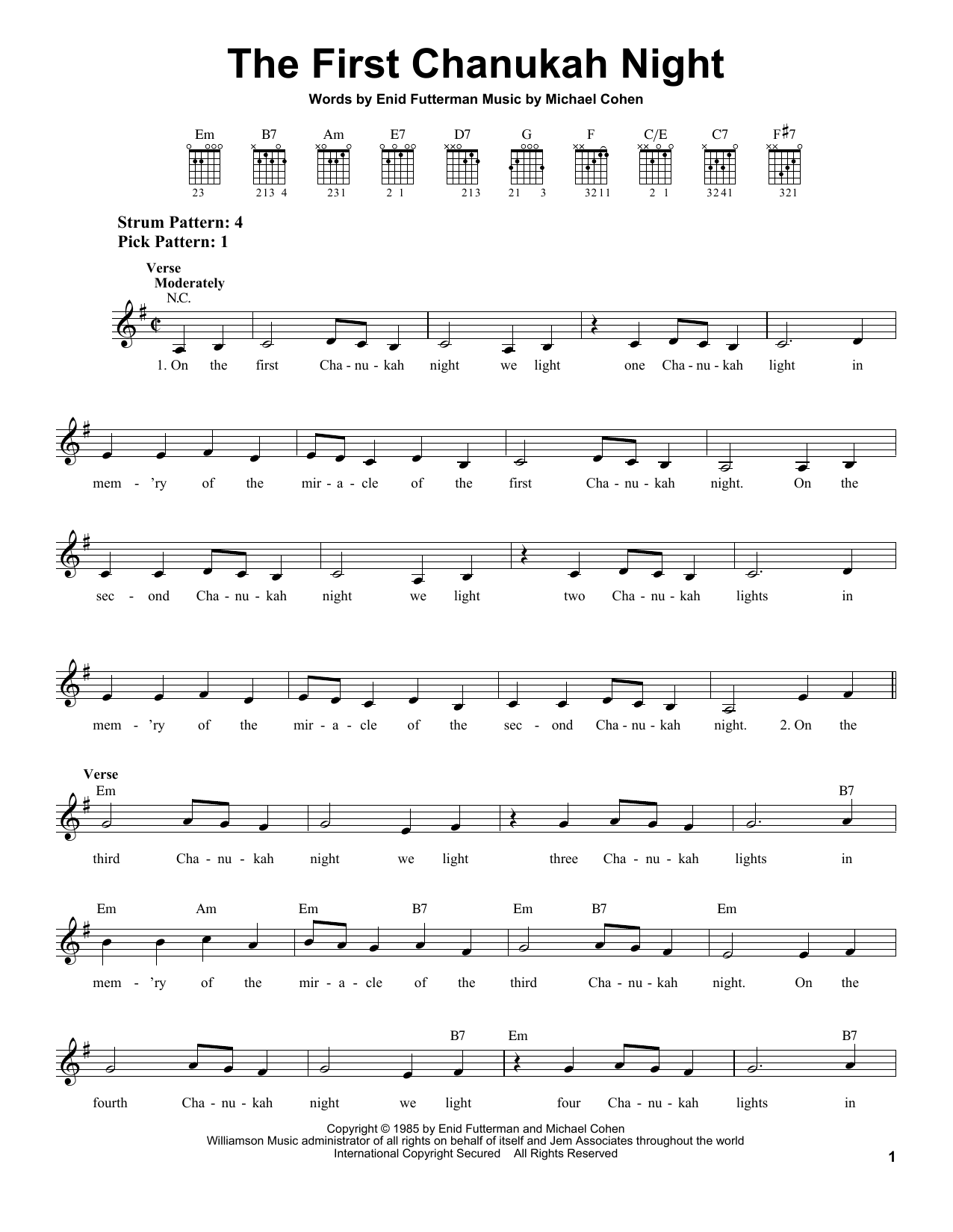 Learn to play Enid Futterman The First Chanukah Night sheet music for Easy Guitar in minutes. Enid Futterman The First Chanukah Night sheet music notes and chords. Download Printable PDF.
