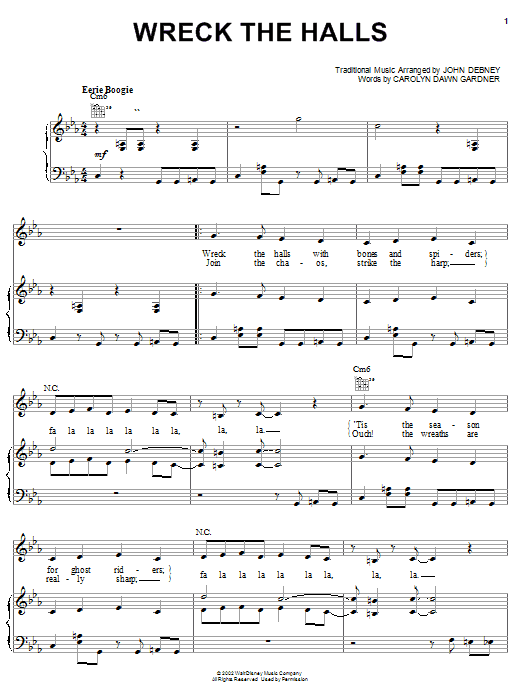 Learn to play Carolyn Dawn Gardner Wreck The Halls sheet music for Piano, Vocal & Guitar (Right-Hand Melody) in minutes. Carolyn Dawn Gardner Wreck The Halls sheet music notes and chords. Download Printable PDF.