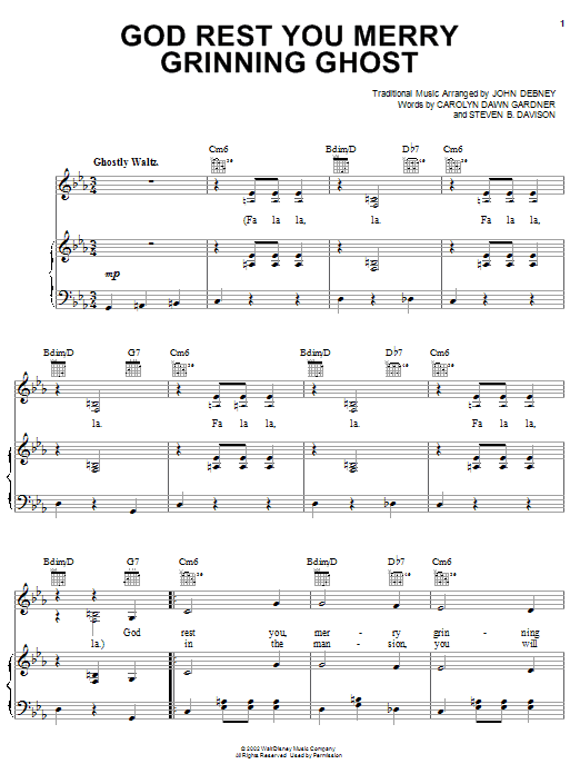 Learn to play Carolyn Dawn Gardner God Rest You Merry Grinning Ghost sheet music for Piano, Vocal & Guitar (Right-Hand Melody) in minutes. Carolyn Dawn Gardner God Rest You Merry Grinning Ghost sheet music notes and chords. Download Printable PDF.