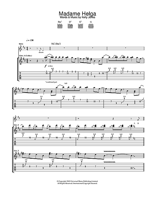 Learn to play Stereophonics Madame Helga sheet music for Guitar Tab in minutes. Stereophonics Madame Helga sheet music notes and chords. Download Printable PDF.