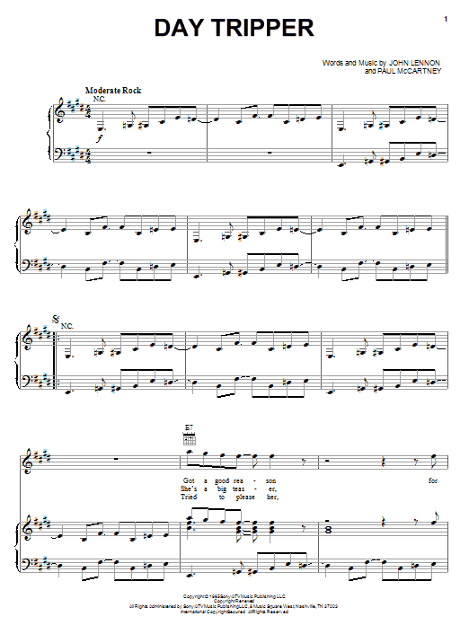 Learn to play The Beatles Day Tripper sheet music for Piano, Vocal & Guitar (Right-Hand Melody) in minutes. The Beatles Day Tripper sheet music notes and chords. Download Printable PDF.