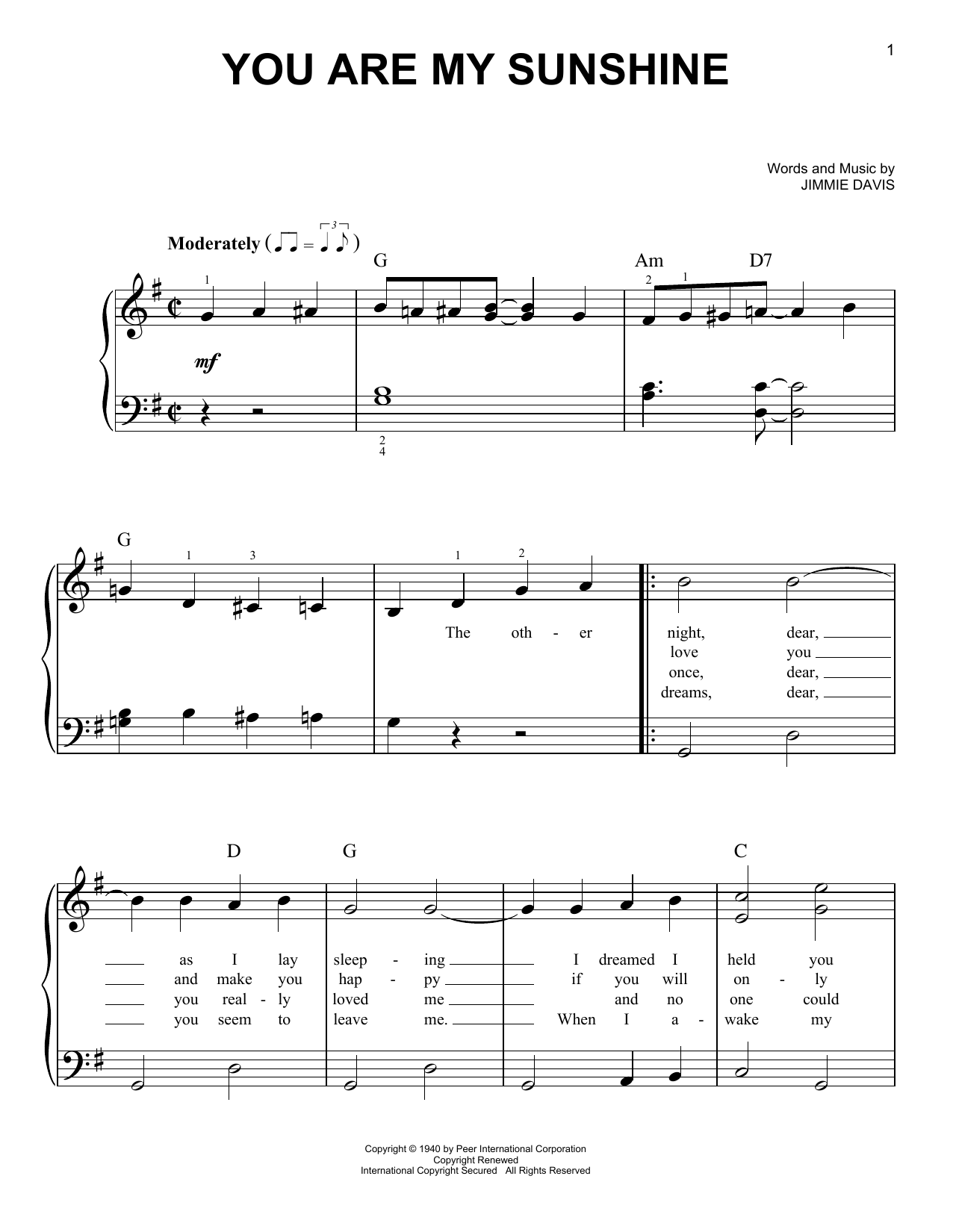Learn to play Norman Blake You Are My Sunshine sheet music for Easy Piano in minutes. Norman Blake You Are My Sunshine sheet music notes and chords. Download Printable PDF.
