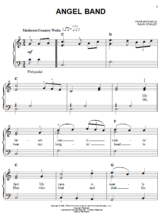 Learn to play The Stanley Brothers Angel Band sheet music for Easy Piano in minutes. The Stanley Brothers Angel Band sheet music notes and chords. Download Printable PDF.