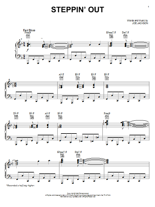 Learn to play Joe Jackson Steppin' Out sheet music for Piano, Vocal & Guitar (Right-Hand Melody) in minutes. Joe Jackson Steppin' Out sheet music notes and chords. Download Printable PDF.
