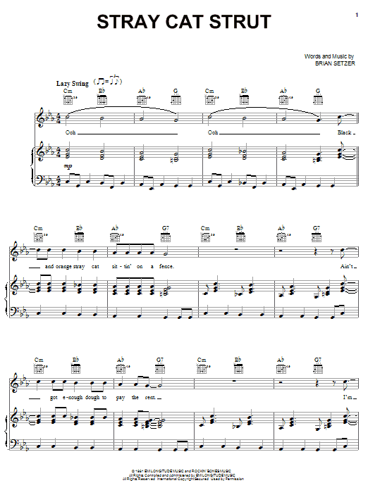 Learn to play Stray Cats Stray Cat Strut sheet music for Piano, Vocal & Guitar (Right-Hand Melody) in minutes. Stray Cats Stray Cat Strut sheet music notes and chords. Download Printable PDF.