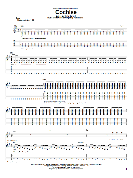 Learn to play Audioslave Cochise sheet music for Guitar Tab in minutes. Audioslave Cochise sheet music notes and chords. Download Printable PDF.