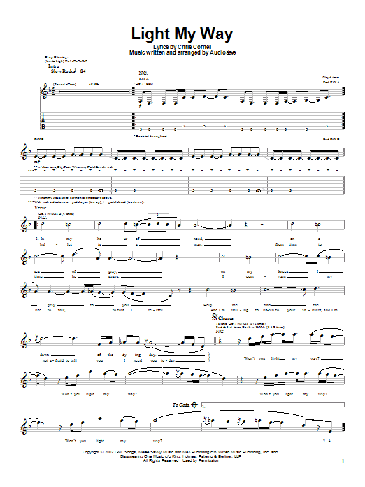 Learn to play Audioslave Light My Way sheet music for Guitar Tab in minutes. Audioslave Light My Way sheet music notes and chords. Download Printable PDF.
