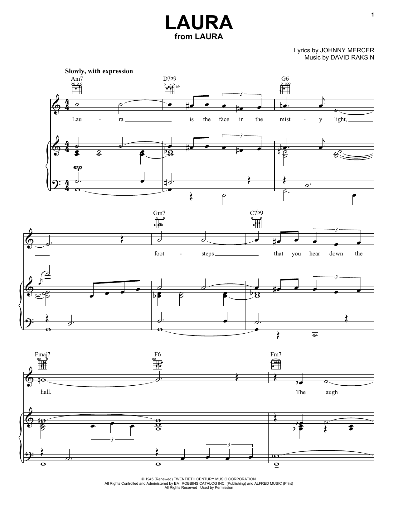 Learn to play Frank Sinatra Laura sheet music for Piano, Vocal & Guitar (Right-Hand Melody) in minutes. Frank Sinatra Laura sheet music notes and chords. Download Printable PDF.