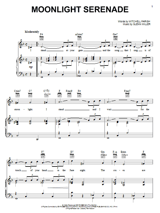 Learn to play Frank Sinatra Moonlight Serenade sheet music for Piano, Vocal & Guitar (Right-Hand Melody) in minutes. Frank Sinatra Moonlight Serenade sheet music notes and chords. Download Printable PDF.