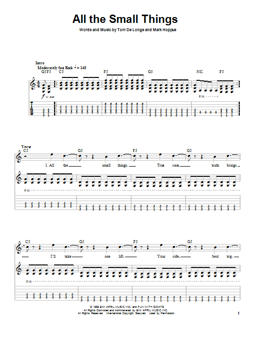 Learn to play Blink-182 All The Small Things sheet music for Guitar Tab in minutes. Blink-182 All The Small Things sheet music notes and chords. Download Printable PDF.