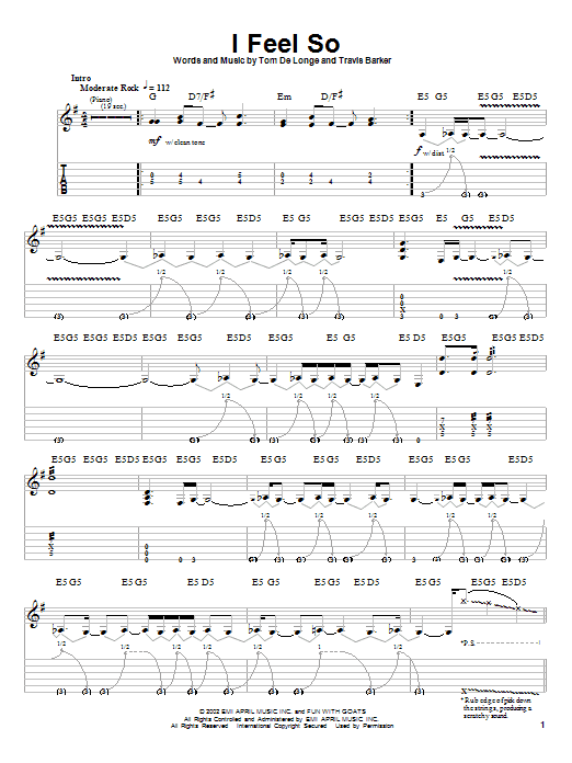 Learn to play Box Car Racer I Feel So sheet music for Guitar Tab in minutes. Box Car Racer I Feel So sheet music notes and chords. Download Printable PDF.