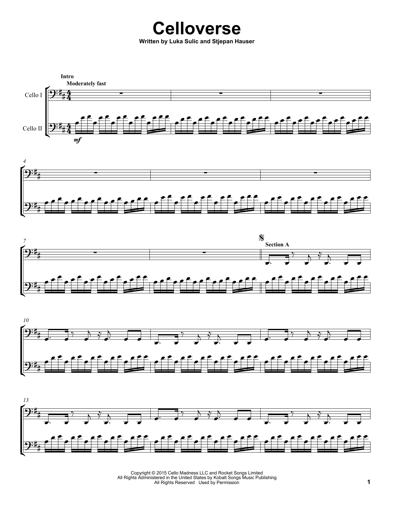 Download 2Cellos Celloverse Sheet Music and learn how to play Cello Duet PDF digital score in minutes