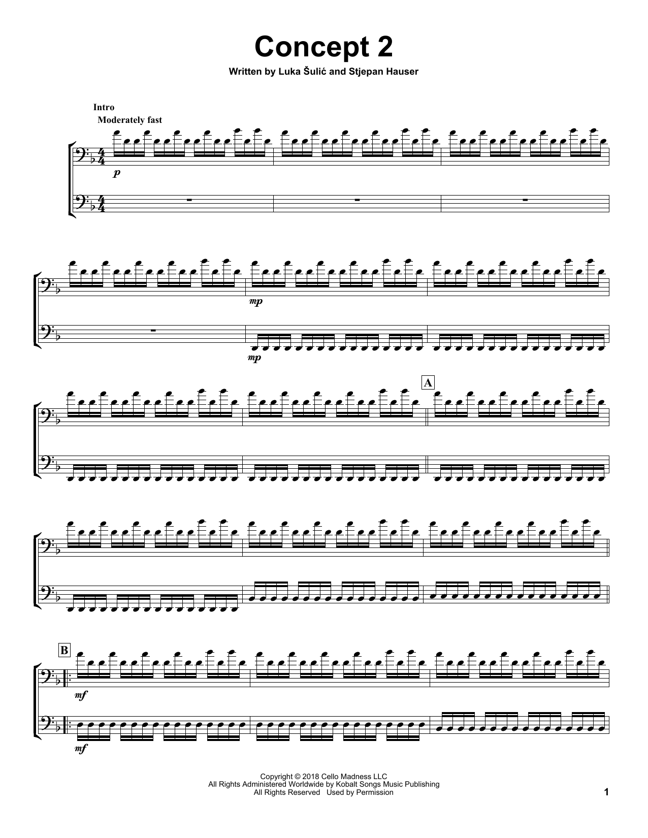 Download 2Cellos Concept2 Sheet Music and learn how to play Cello Duet PDF digital score in minutes