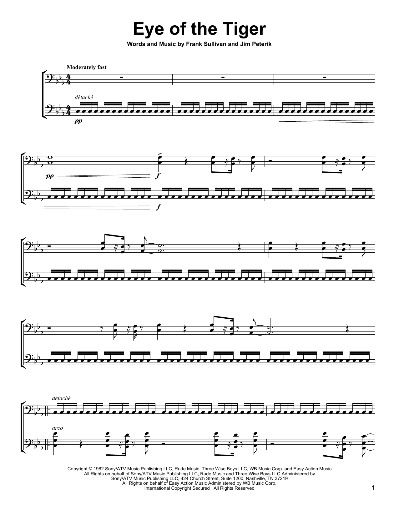 Download 2Cellos Eye Of The Tiger Sheet Music and learn how to play Cello Duet PDF digital score in minutes