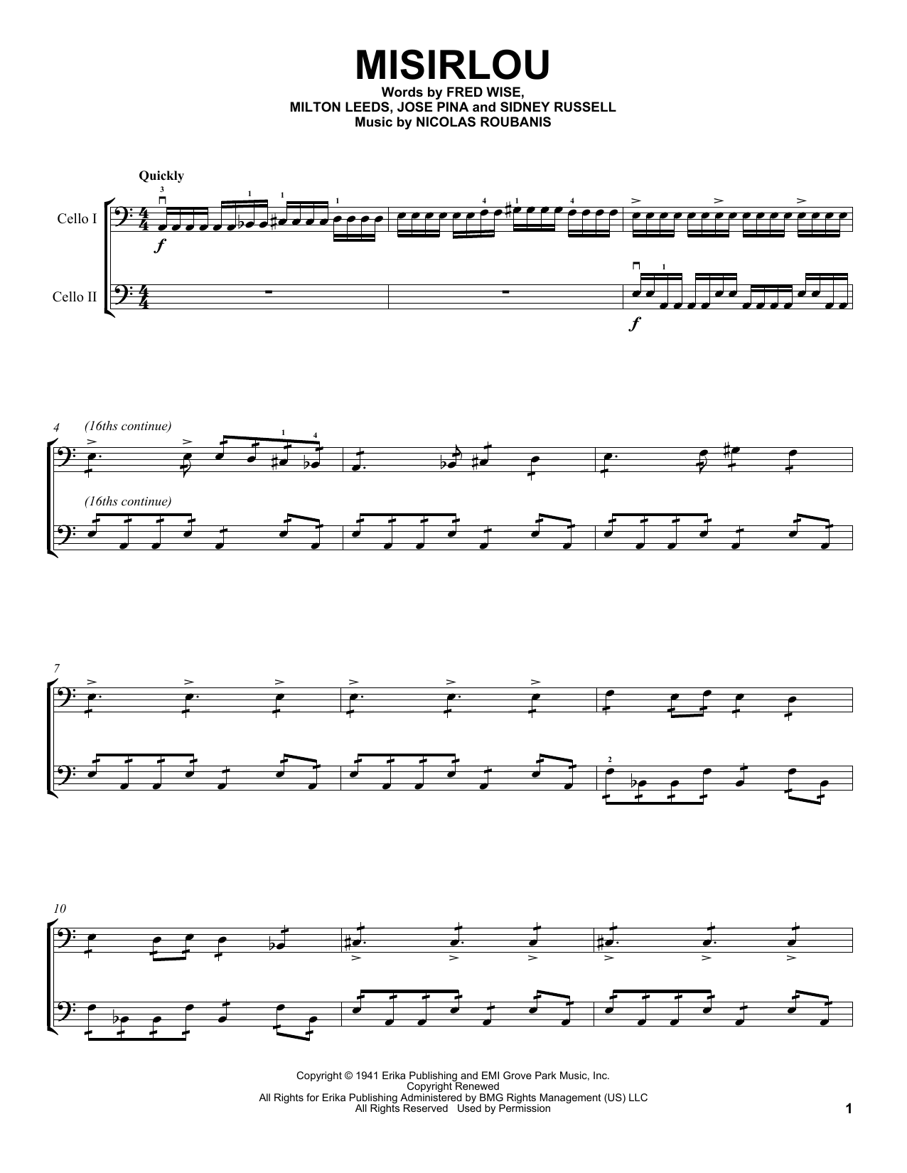 Download 2Cellos Misirlou Sheet Music and learn how to play Cello Duet PDF digital score in minutes