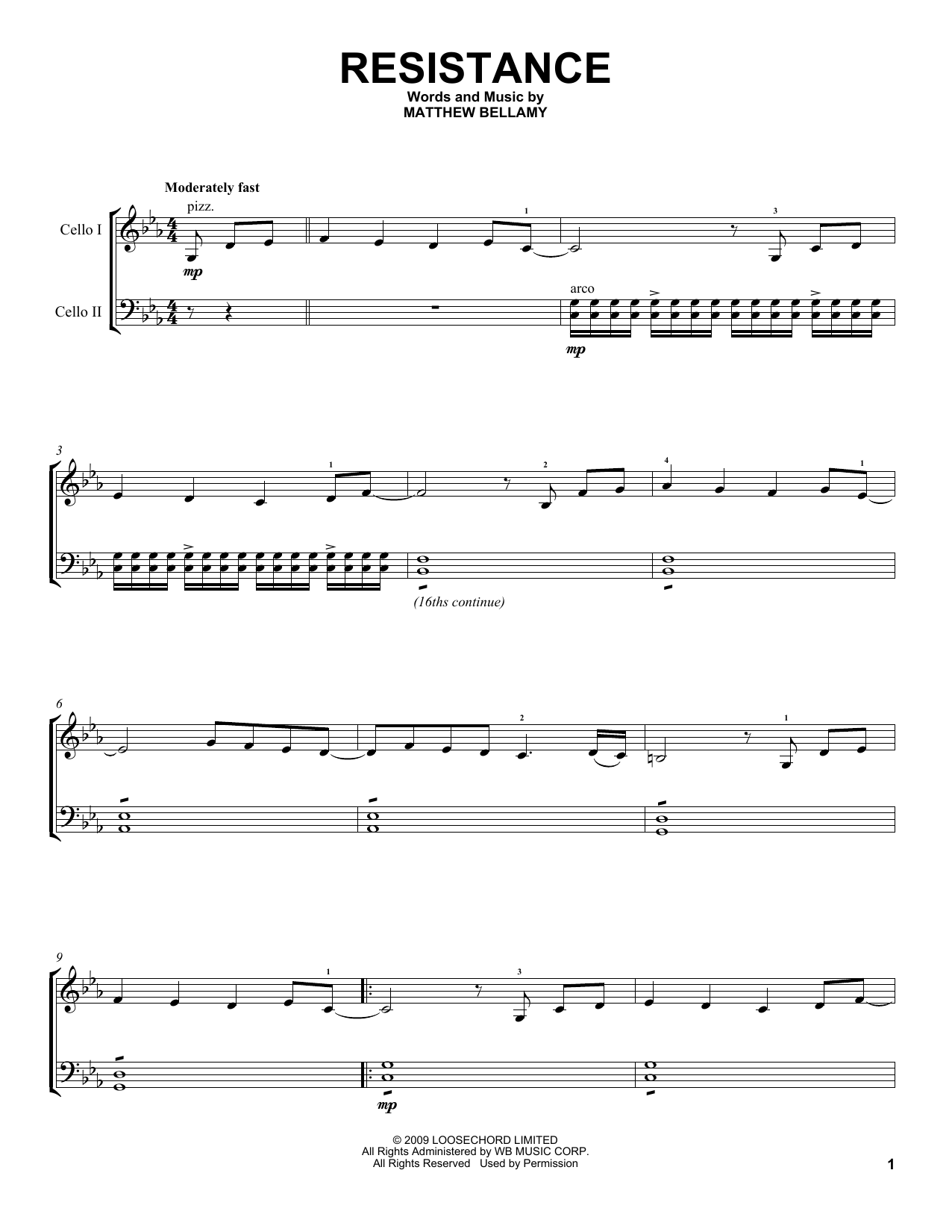 Download 2Cellos Resistance Sheet Music and learn how to play Cello Duet PDF digital score in minutes