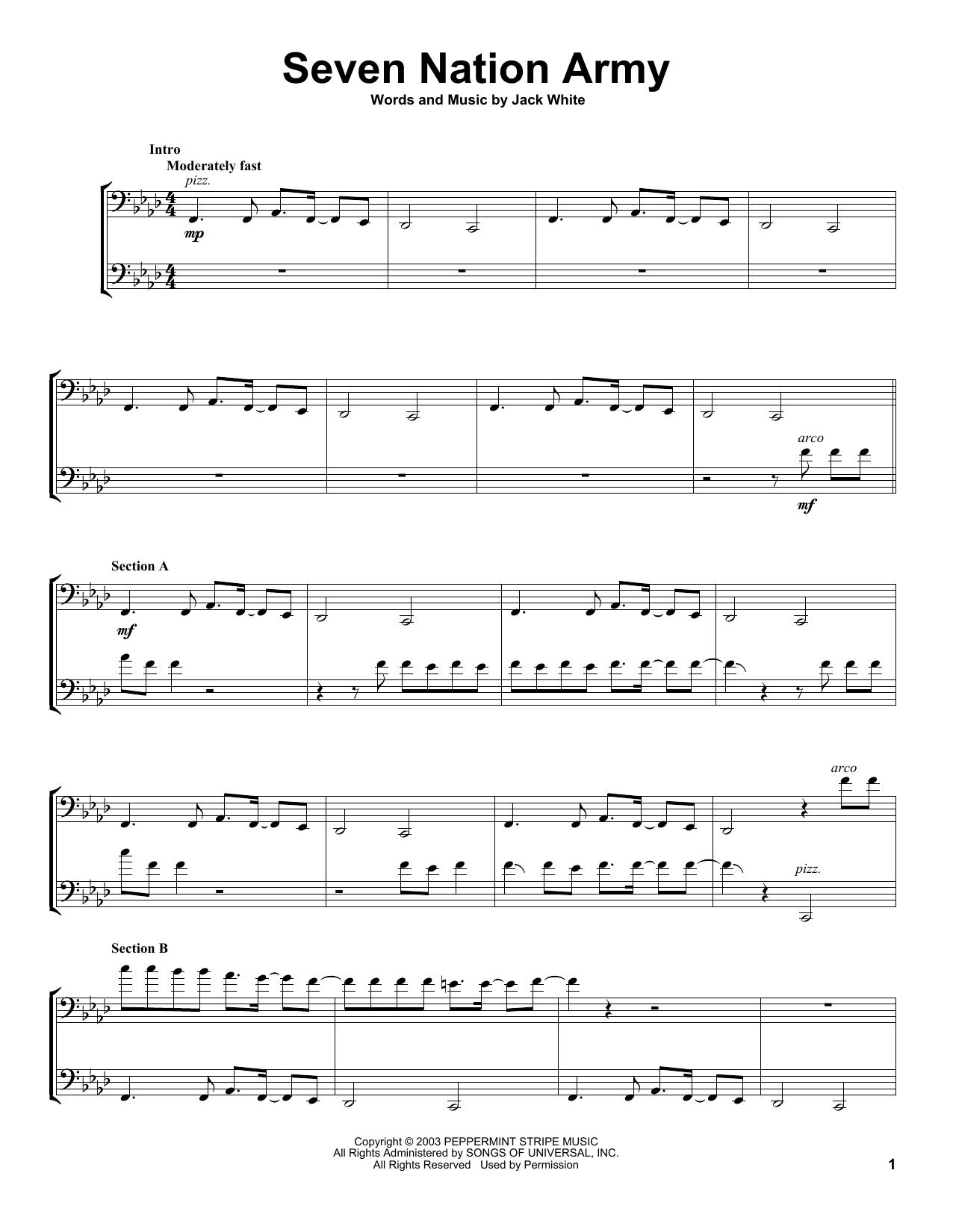 Download 2Cellos Seven Nation Army Sheet Music and learn how to play Cello Duet PDF digital score in minutes