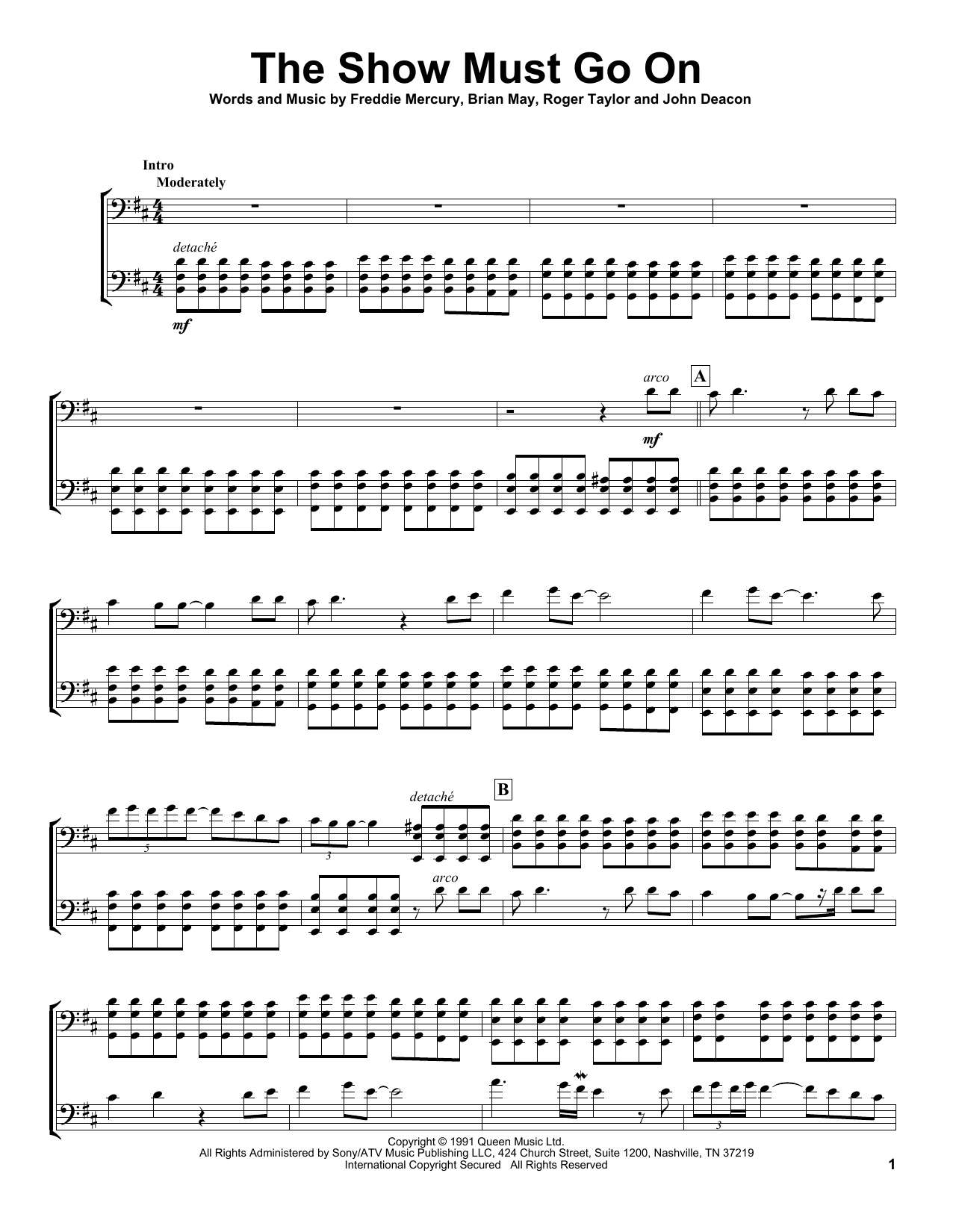 Download 2Cellos The Show Must Go On Sheet Music and learn how to play Cello Duet PDF digital score in minutes
