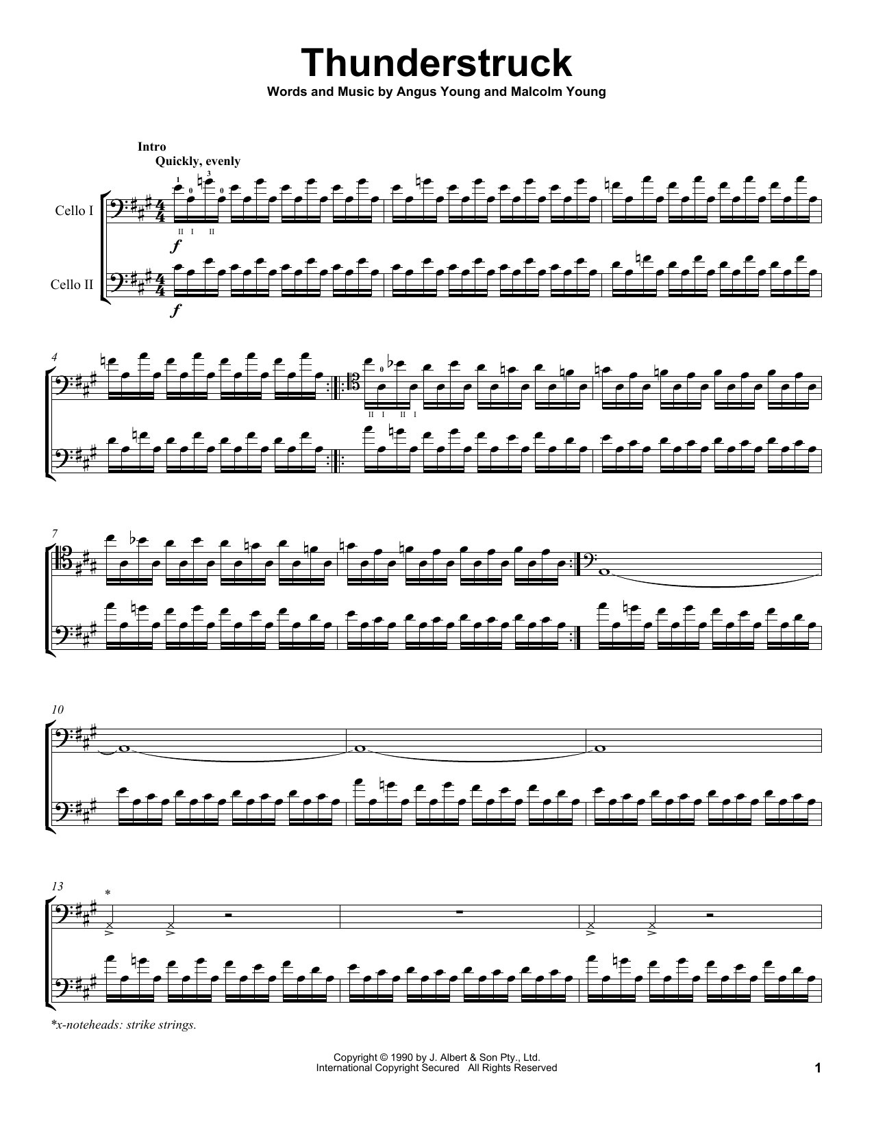 Download 2Cellos Thunderstruck Sheet Music and learn how to play Cello Duet PDF digital score in minutes