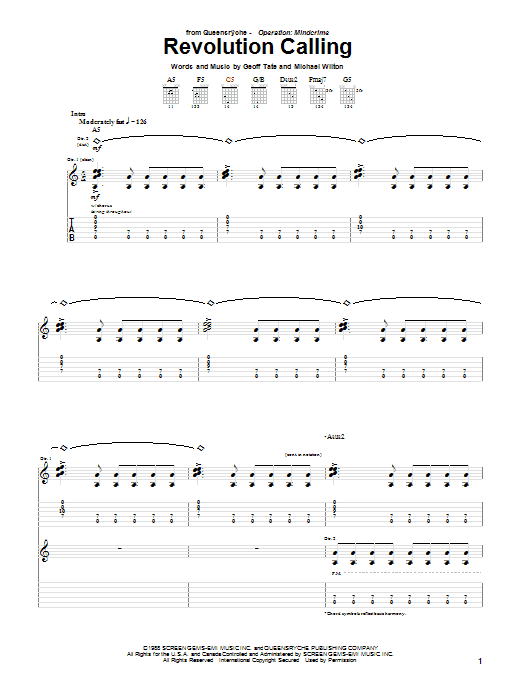 Learn to play Queensryche Revolution Calling sheet music for Guitar Tab in minutes. Queensryche Revolution Calling sheet music notes and chords. Download Printable PDF.