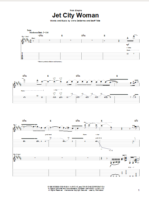 Learn to play Queensryche Jet City Woman sheet music for Guitar Tab in minutes. Queensryche Jet City Woman sheet music notes and chords. Download Printable PDF.