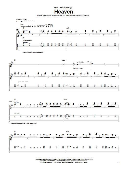Learn to play Los Lonely Boys Heaven sheet music for Guitar Tab in minutes. Los Lonely Boys Heaven sheet music notes and chords. Download Printable PDF.