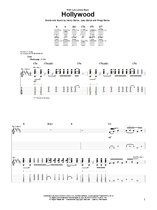 Learn to play Los Lonely Boys Hollywood sheet music for Guitar Tab in minutes. Los Lonely Boys Hollywood sheet music notes and chords. Download Printable PDF.