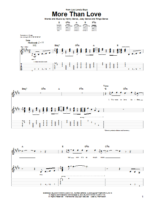 Learn to play Los Lonely Boys More Than Love sheet music for Guitar Tab in minutes. Los Lonely Boys More Than Love sheet music notes and chords. Download Printable PDF.