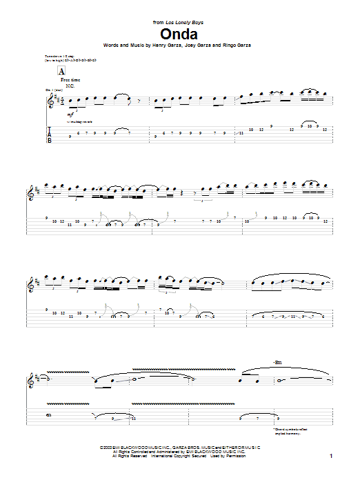 Learn to play Los Lonely Boys Onda sheet music for Guitar Tab in minutes. Los Lonely Boys Onda sheet music notes and chords. Download Printable PDF.
