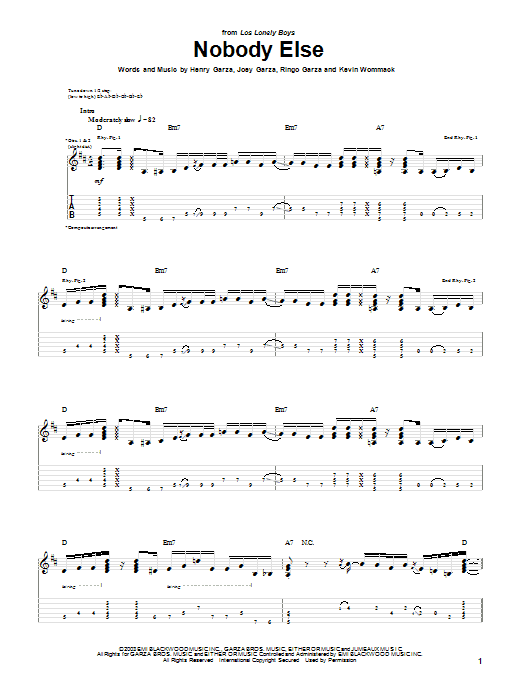 Learn to play Los Lonely Boys Nobody Else sheet music for Guitar Tab in minutes. Los Lonely Boys Nobody Else sheet music notes and chords. Download Printable PDF.
