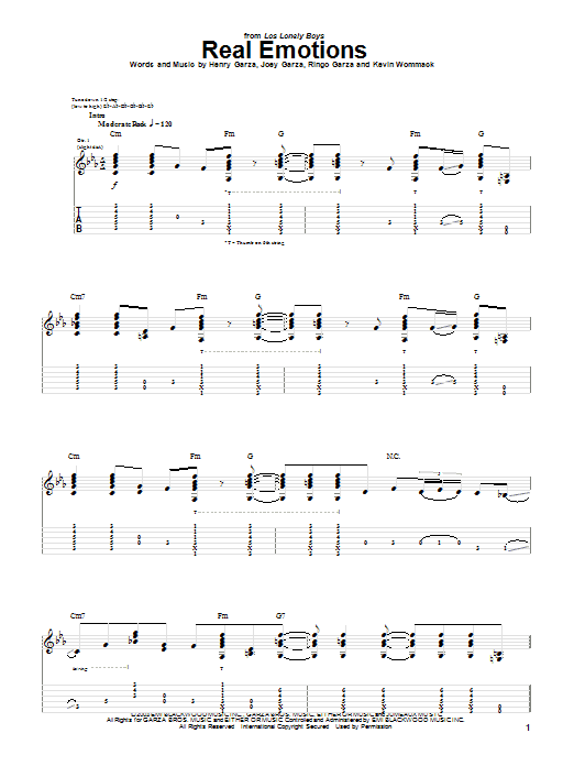 Learn to play Los Lonely Boys Real Emotions sheet music for Guitar Tab in minutes. Los Lonely Boys Real Emotions sheet music notes and chords. Download Printable PDF.
