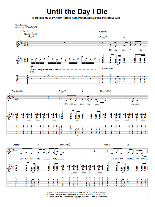Learn to play Story Of The Year Until The Day I Die sheet music for Guitar Tab in minutes. Story Of The Year Until The Day I Die sheet music notes and chords. Download Printable PDF.