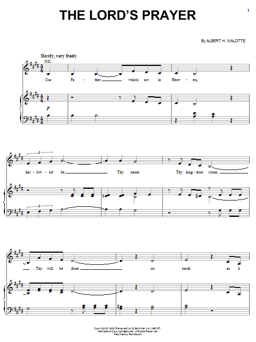 Learn to play The Martins The Lord's Prayer sheet music for Piano, Vocal & Guitar (Right-Hand Melody) in minutes. The Martins The Lord's Prayer sheet music notes and chords. Download Printable PDF.