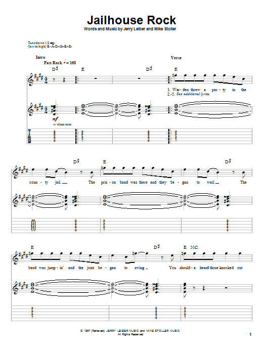 Learn to play Elvis Presley Jailhouse Rock sheet music for Guitar Tab in minutes. Elvis Presley Jailhouse Rock sheet music notes and chords. Download Printable PDF.