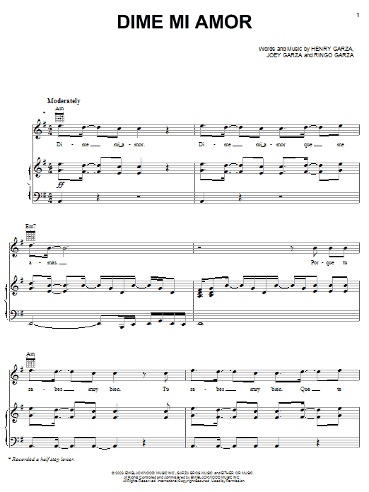 Learn to play Los Lonely Boys Dime Mi Amor sheet music for Piano, Vocal & Guitar (Right-Hand Melody) in minutes. Los Lonely Boys Dime Mi Amor sheet music notes and chords. Download Printable PDF.