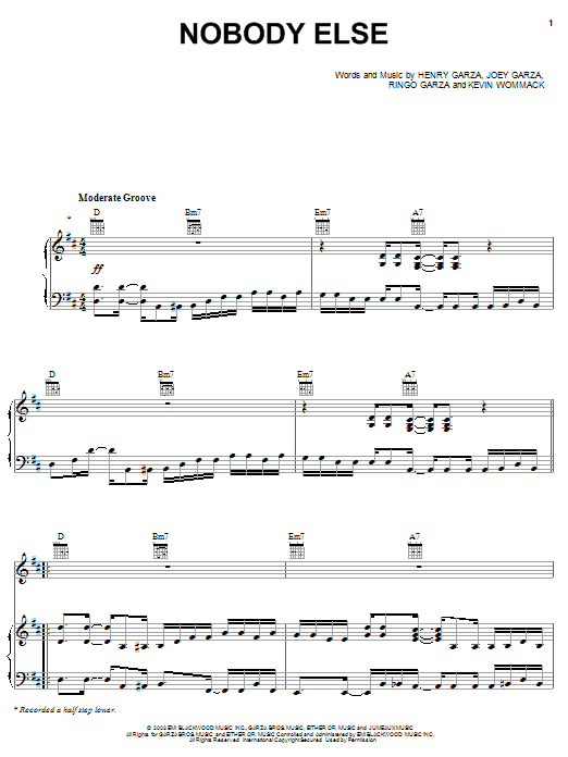 Learn to play Los Lonely Boys Nobody Else sheet music for Piano, Vocal & Guitar (Right-Hand Melody) in minutes. Los Lonely Boys Nobody Else sheet music notes and chords. Download Printable PDF.