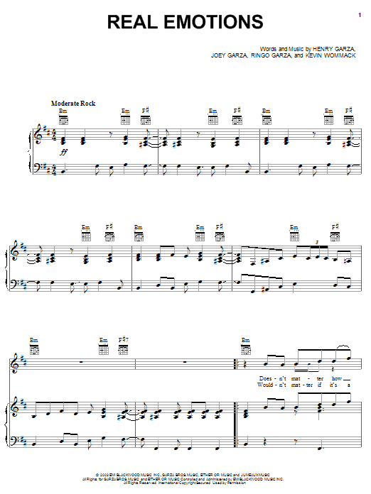 Learn to play Los Lonely Boys Real Emotions sheet music for Piano, Vocal & Guitar (Right-Hand Melody) in minutes. Los Lonely Boys Real Emotions sheet music notes and chords. Download Printable PDF.
