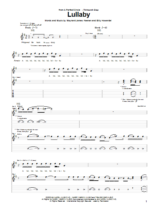 Learn to play A Perfect Circle Lullaby sheet music for Guitar Tab in minutes. A Perfect Circle Lullaby sheet music notes and chords. Download Printable PDF.