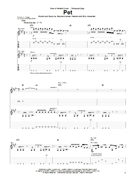 Learn to play A Perfect Circle Pet sheet music for Guitar Tab in minutes. A Perfect Circle Pet sheet music notes and chords. Download Printable PDF.