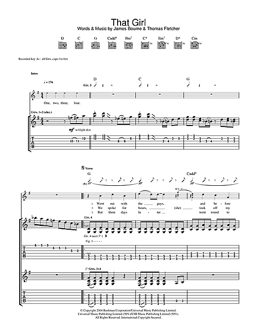 Learn to play McFly That Girl sheet music for Guitar Tab in minutes. McFly That Girl sheet music notes and chords. Download Printable PDF.