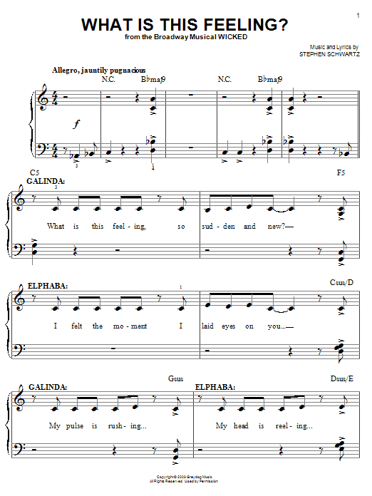 Learn to play Stephen Schwartz What Is This Feeling? sheet music for Easy Piano in minutes. Stephen Schwartz What Is This Feeling? sheet music notes and chords. Download Printable PDF.